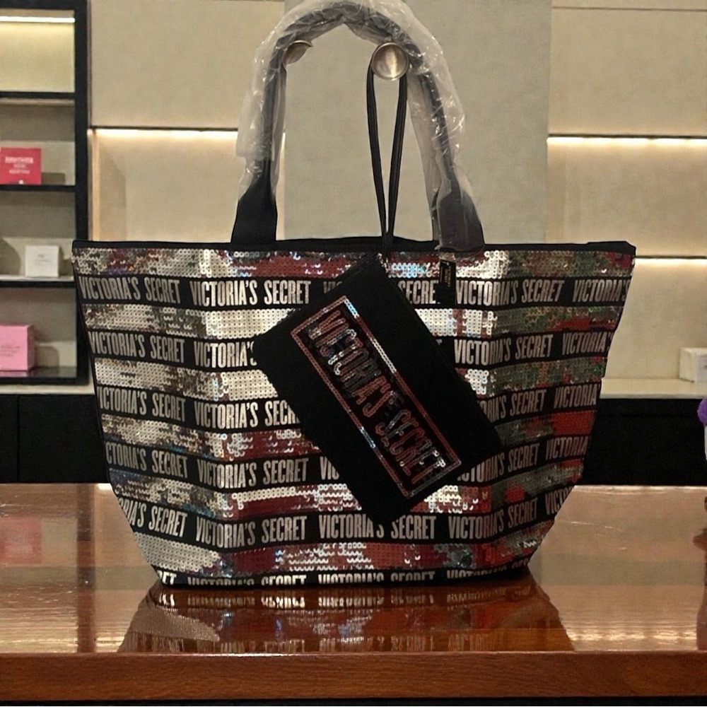 Victoria's Secret Multicolor Sequin Logo Tote